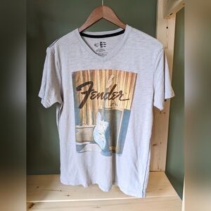 Fender Gray Graphic Men's Short Sleeve T-Shirt Size Medium